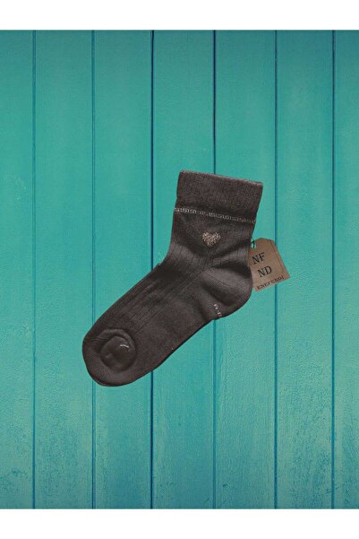 ENEFENDİ 2 Pairs of Stone Heart Scented Lycra Short Seamless Socks Cotton Black Brown Women's Socks 36-40