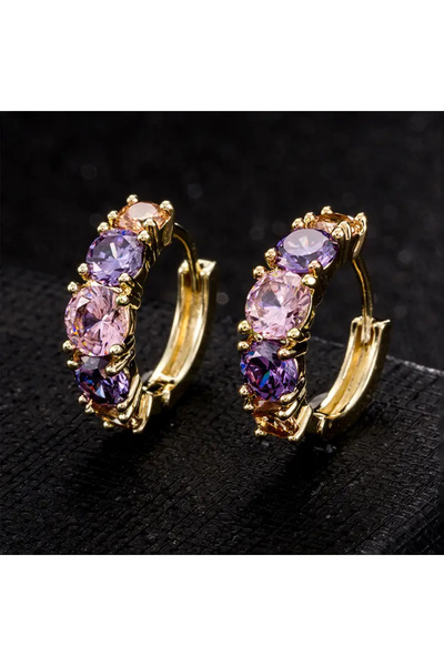 Choice أقراط E2775 Huitan Fashion الفاخرة الملونة باللون الوردي/الأرجواني من ...