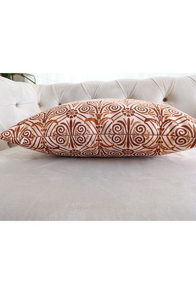 Home Bohemian Beige Pattern Throw Pillow Cover - Double Side Digital Print, Micro Honeycomb Fabric M2