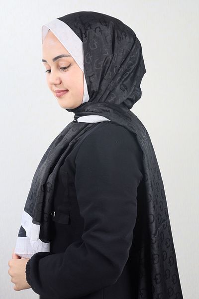 Bonjela Şal cu monogramă cu dungi cu model - Model-01 - Culoare-01