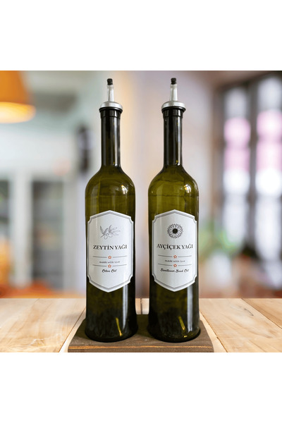 Serene Spaces Glass Oil Pot, Vinegar Bottle and Multi-Purpose Bottle (Set of 2)