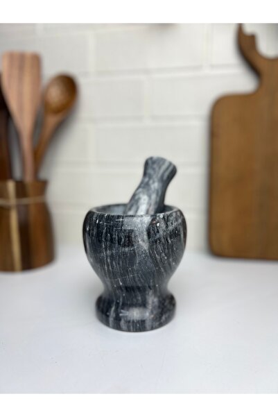 Mirilliahome Doğal Siyah Mermer Havan ve Tokmak - Baharat & Sarımsak Öğütücü