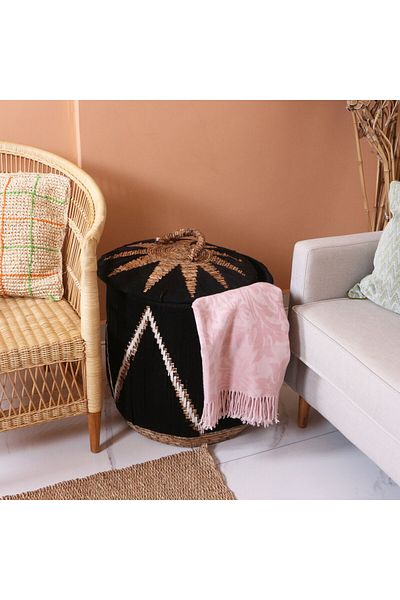 Mylamp Söke Macrame and Natural Abaca - Basket with Lid 50X55 cm