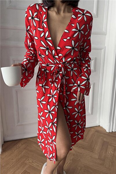 L'Inocenza Della Margherita Red Viscose Kimono / Robe