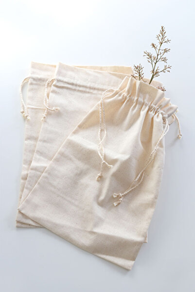 DHARMONYCO 3'lü Büyük Boy Çok Amaçlı Ham Bez Kese 20x30