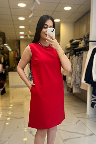 Vosse Ekol Kırmızı Kurdela Detaylı Elbise