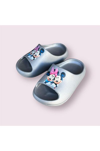 AkınalBella copil de sex feminin gri minimouse imprimat tobogan plajă piscină papuci casual