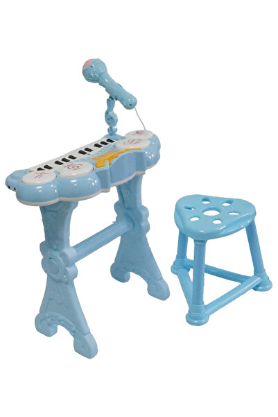 rennes NP-900BL 24 Tuşlu Elektronik Mavi Çocuk Piyanosu Mikrofon Tabure Full Set (Işıklı Öğretici Mod)