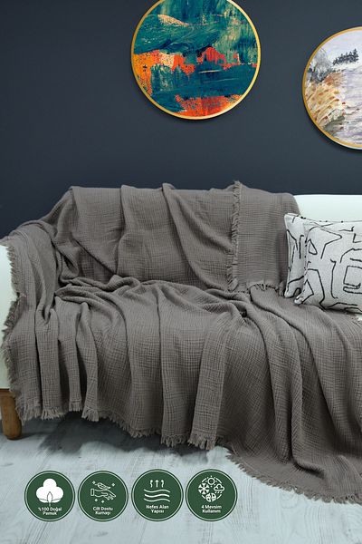 OTEXSA Диван от муселинов калъф Milky Coffee с 4 слоя и обръщаем тапицерия - 200 X 220 см