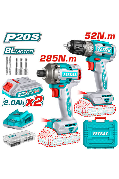 TOTAL Lİ-İON AKÜLÜ 2 Lİ COMBO SET MATKAP VE AKÜLÜ VİDALAMA - TCKLI20272E