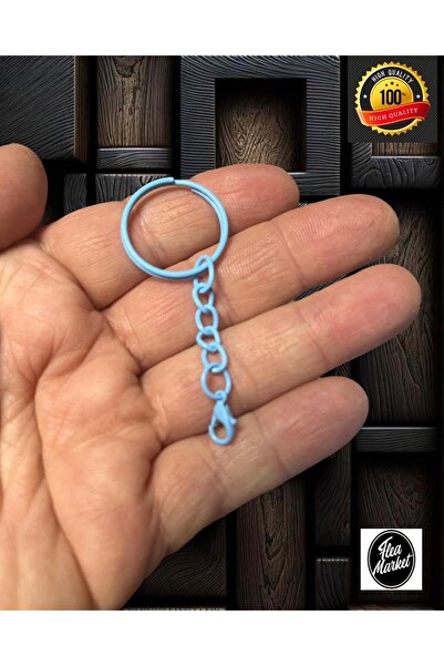 Flea Market Özel üretim BEBEK MAVİ Renkli Zincirli Anahtarlık Halkası - ( 20 ...