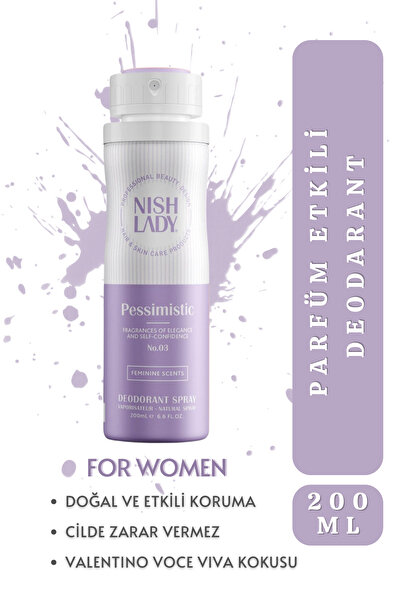 NISHLADY Kadın Sprey Deodorant 21 Saat Etkili Koruma - Pessimistic - 200 ml