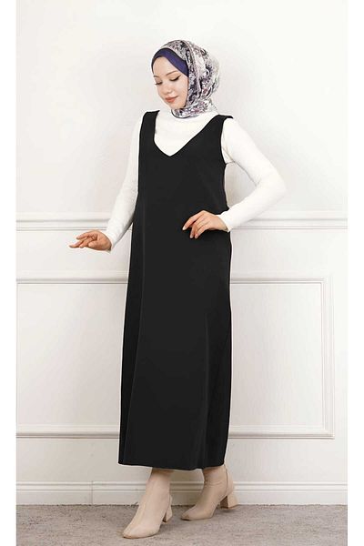 CNG MODA Plus Size Black Hijab Gilet