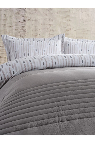 Doqu Home Multi Selection Nevresim Takımı + Yatak Örtüsü Diador Tek Kişilik - Koyu Gri