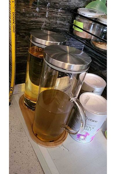 Cherry Collection 1500 ml Borosilicate Oil Pot 2 Pieces, Stand 1 Piece