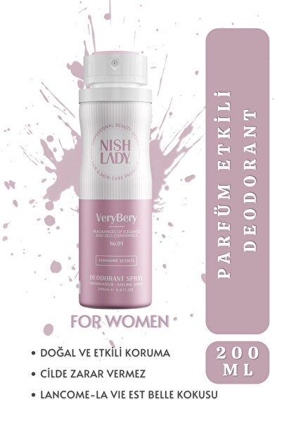 NISHLADY Kadın Sprey Deodorant 21 Saat Etkili Koruma - Verybery - 200ml