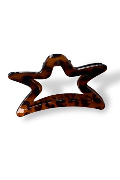TAKIŞTIR Brown Star Figured Leopard Patterned Latch Buckle