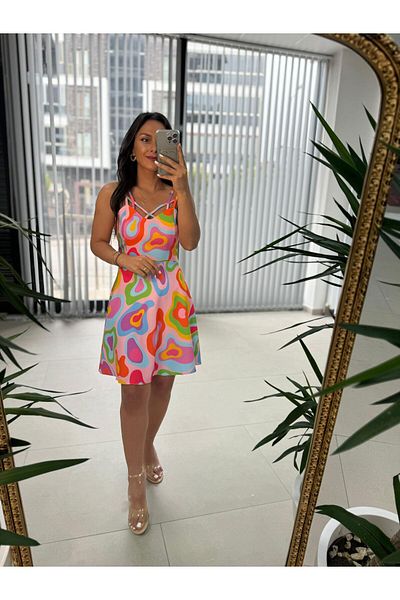 caddstore Pink Color Dress with Strap Mc 5883