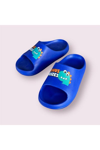 AkınalBella papuci casual pentru baieti cu imprimeu dinozaur albastru pentru plaja piscina