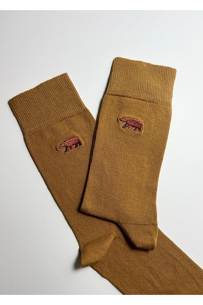 Rumon Brown Bear Embroidered Unisex Cotton Socks