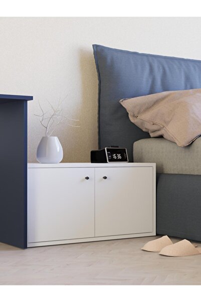 Detamob %100 Mdf 2 Kapaklı Çok Amaçlı Dolap, Kapaklı Beyaz Dolap, Komodin, Ha...