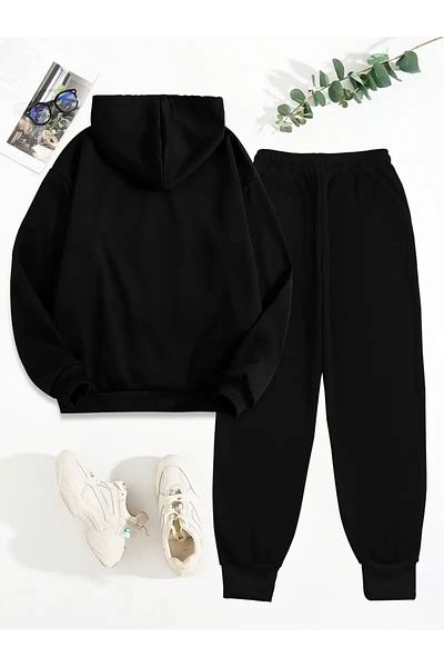 NEW TRENDY COLLECTİON Two Piece Set, Newyork Pink Letter Print, Long Sleeve Hooded Sweatshirt and Pants