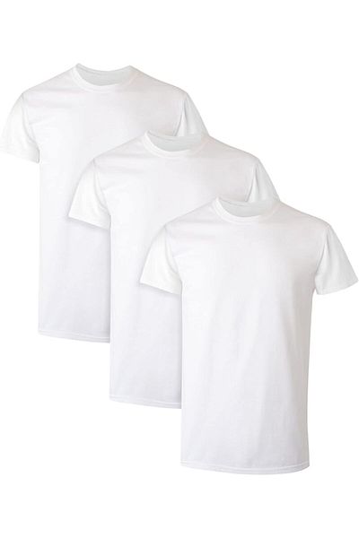 HANES تي شيرت رجالي برقبة دائرية من Hanes 2135 - 3 قطع - أبيض