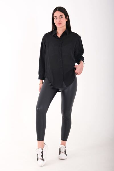 Blues Outlet Ženske crne Koža leggins hlače