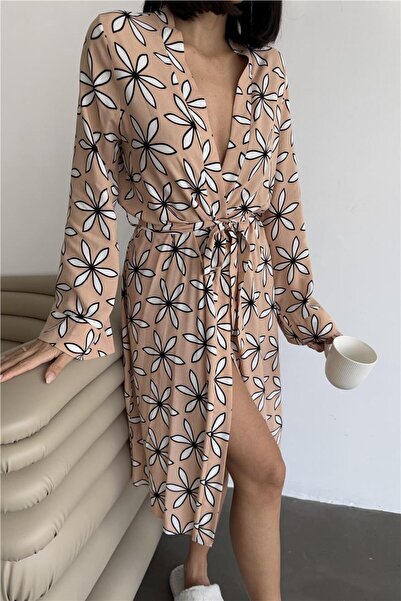 COCCOLARSI L'Innocenza Della Margherita Bej Viskon Kimono / Sabahlık