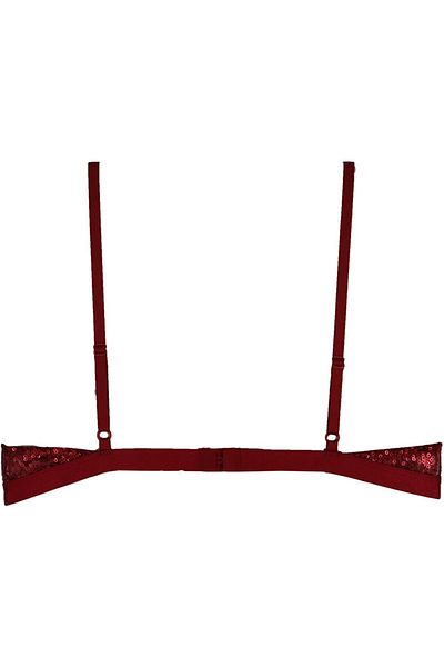 Magic Form 1676 Women's Red Non-Wireless Sponge-free Triangle Model Lace Sequined Bralette Bra