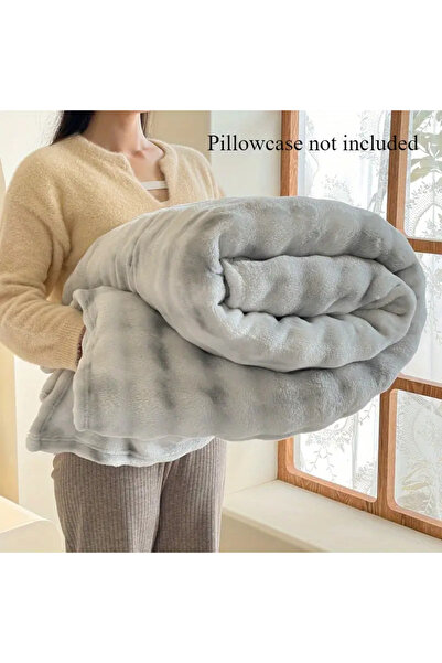 BALADI HOME Light Gray 3 Piece Double Rabbit Plush Bed Cover Set Quality