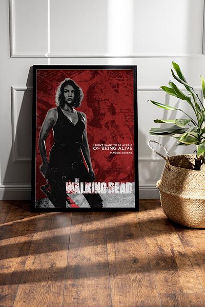 Saturn The Walking Dead Maggie Framed Painting - Tv Series Poster Painting