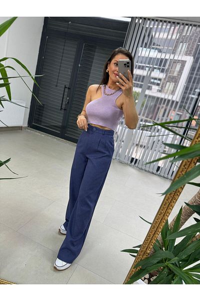 caddstore Gk Wool Effect Indigo Trousers