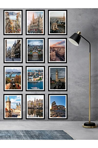 kutuTR Dekorize Mdf Tablo Seti 12 Parça 3 Mm - Avrupa Ülkeleri Salon Oturma O...