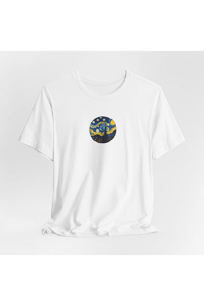 IVART Unisex Van Gogh-Starry Nights με στάμπα κανονικό μπλουζάκι 100% βαμβάκι