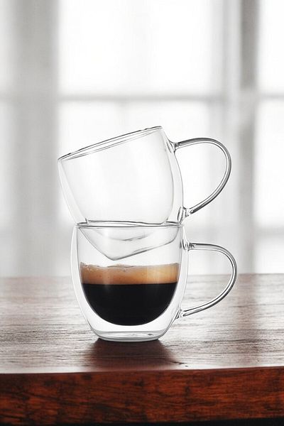 Mirilliahome 2-Piece Double Wall Borosilicate Glass Coffee Cup - Heat Resistant