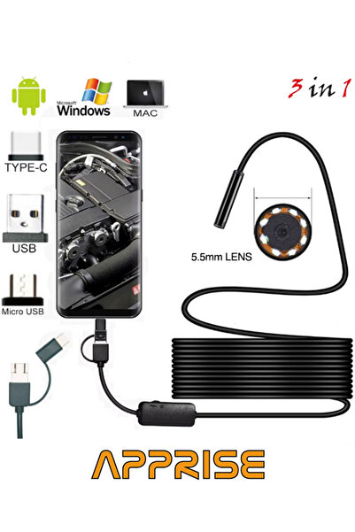 Apprise Endoskop Yılan Kamera 2 Metre 5.5mm (SERT KABLO)