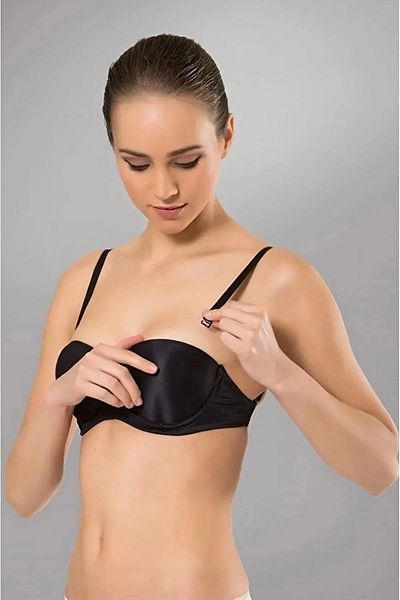 Nurteks 1502 Women's Underwire Unpadded Strapless Bra -Black