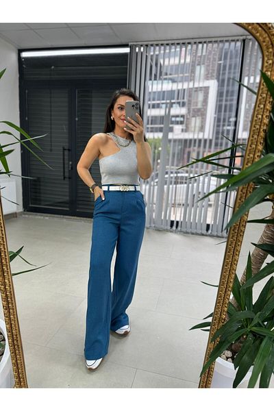 caddstore Gk Wool Effect Blue Trousers