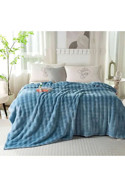 baladı home ev tekstil home collection Turquoise Puff Double Blanket Buble (1 Piece) Quality Product