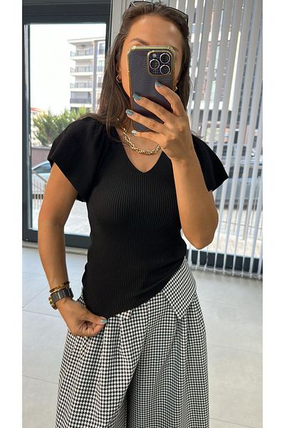 caddstore Tricotaje negre cu mânecă spaniolă