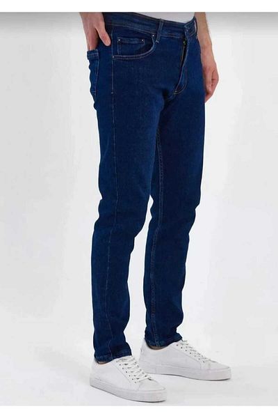 KING SEZAR Ανδρικό τζιν παντελόνι Navy Blue Slim Fit Lycra Stretchy Jeans