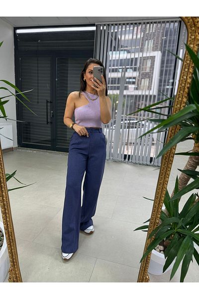 caddstore Gk Wool Effect Indigo Trousers