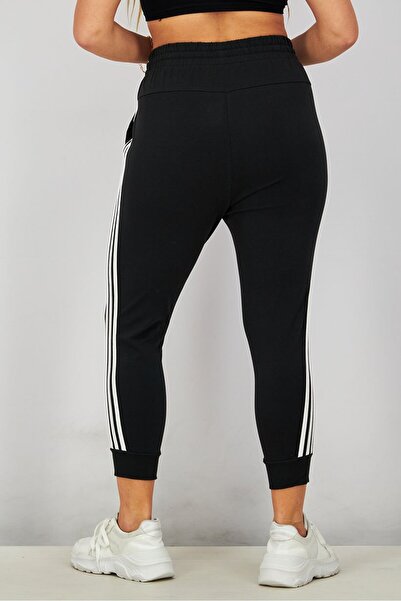 adidas Women Sportswear Fit Drawstring Sweat Pants, Black and White