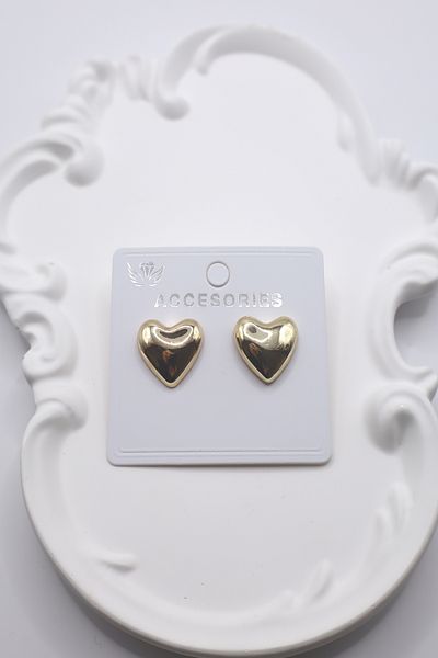 DEMOKAN Women's Earrings Medium Size Chubby Heart Earrings