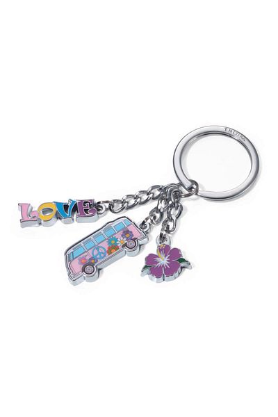Troika Vw Flower - Love Themed Shiny Chrome Plated Keychain