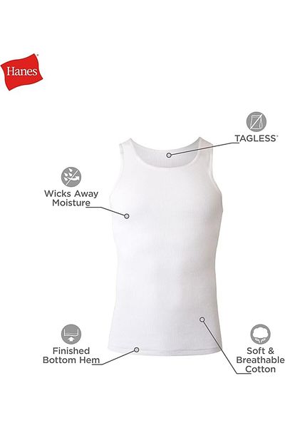 HANES Tank Mens Hanes 372-3Pcs White