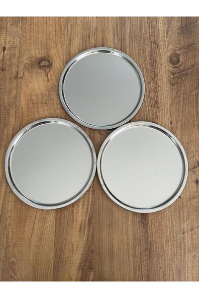 Maglor 3 Adet Gümüş Paslanmaz Çelik Kahve Sunum Tepsisi 21 cm