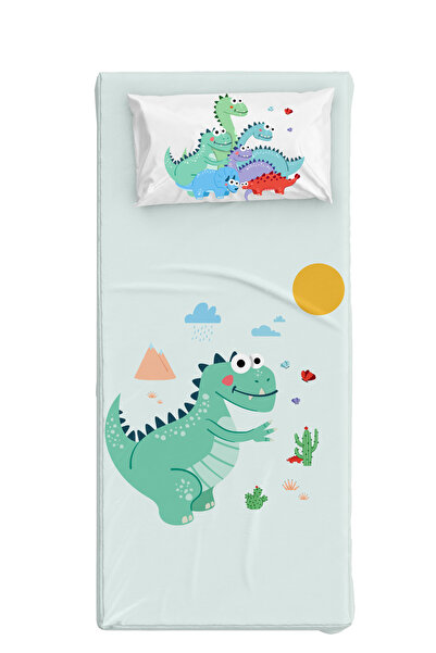 itsybitsy طقم ملاءة سرير أطفال عضوية مفردة - نمط ديناصور - سلسلة دينوتوبيا
