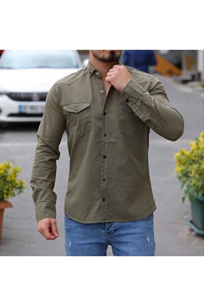 m.baba Slim Fit Erkek Kot Gömlek